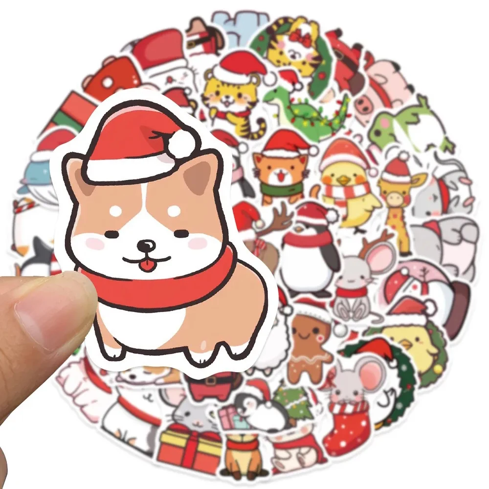 

10/30/50pcs Kawaii Christmas Animal Stickers Creative Graffiti Decals Toy DIY Motorcycle Luggage Phone Cute Cartoon Sticker Gift