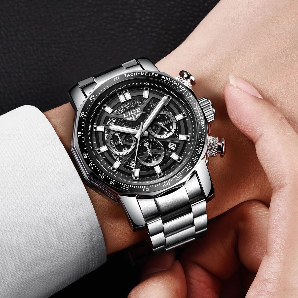 LIGE Sport Watches For Men Fashion Military Waterproof Chronograph Top Brand Luxury Luminous Quartz Wristwatch Men Reloj Boxx