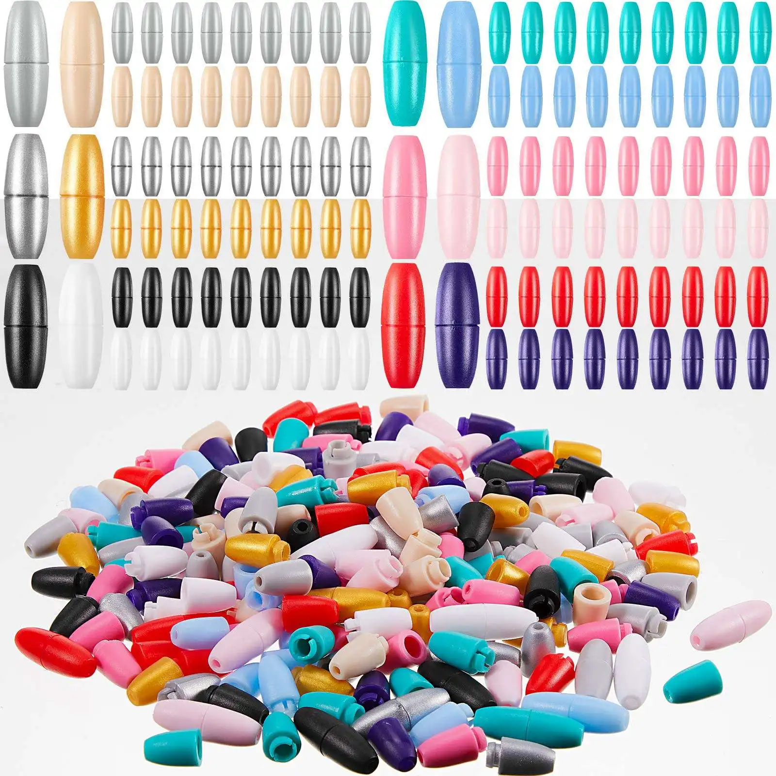 

120 Pcs Breakaway Clasps Plastic Breakaway Safety Clasps for Lanyard Clasp Bead Barrel Connectors for Necklace Bracelet