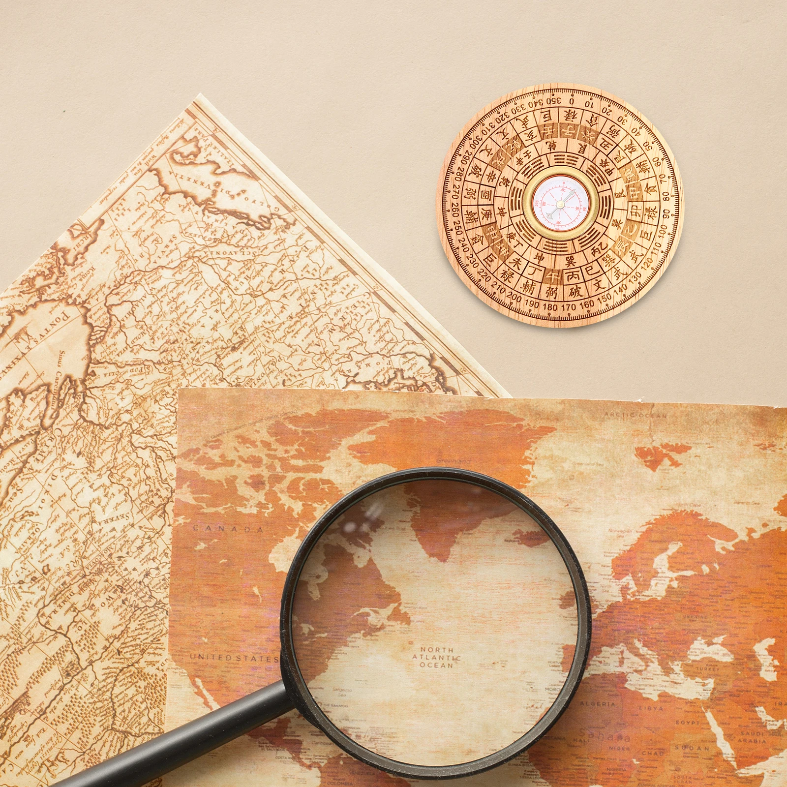 

Chinese Fengshui Compass Ancient Style Precise Dial Outdoor Navigation Vintage Compass Gift Outdoor Camping Supplies