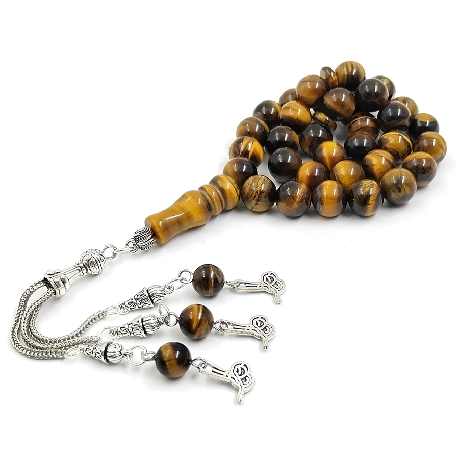 Tasbih Natural Tiger eye 33 45 51 99 100 islamic prayer beads Muslim accessories arab Gemstone bracelet Misbaha