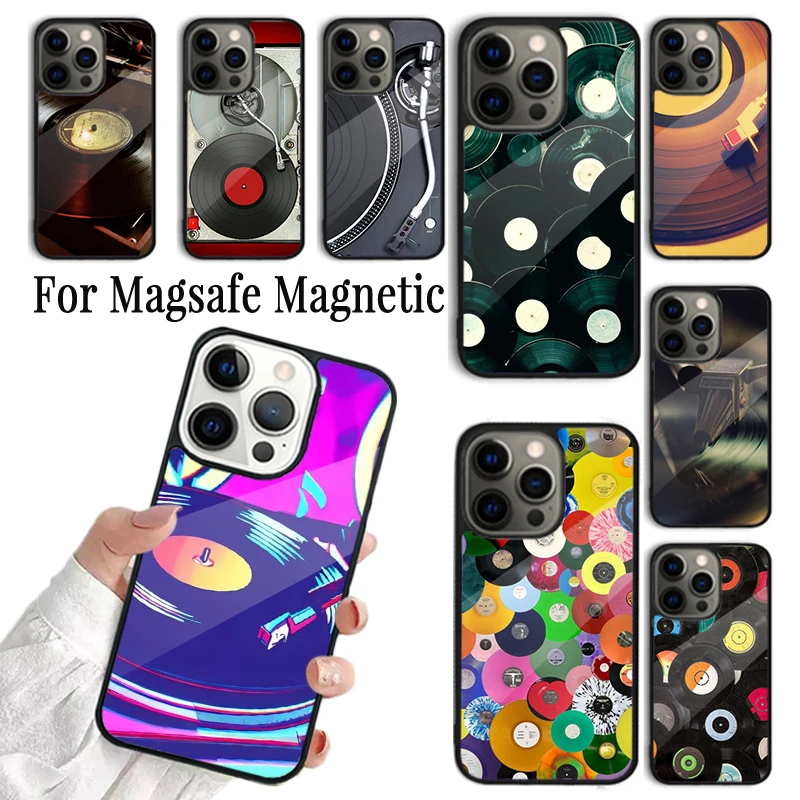 

Coque Phone Case For iPhone 16 15 14 13 12 11 Pro Max Plus Magsafe Magnetic Wireless Cover Vinyls Record DJ Retro Vintage