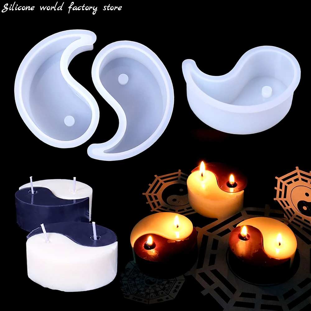 Silicone world DIY Tai Chi Candle Silicone Mold Aromatherapy Candle Gift Epoxy Resin Mold Home Decorations Concrete  Cement Mold