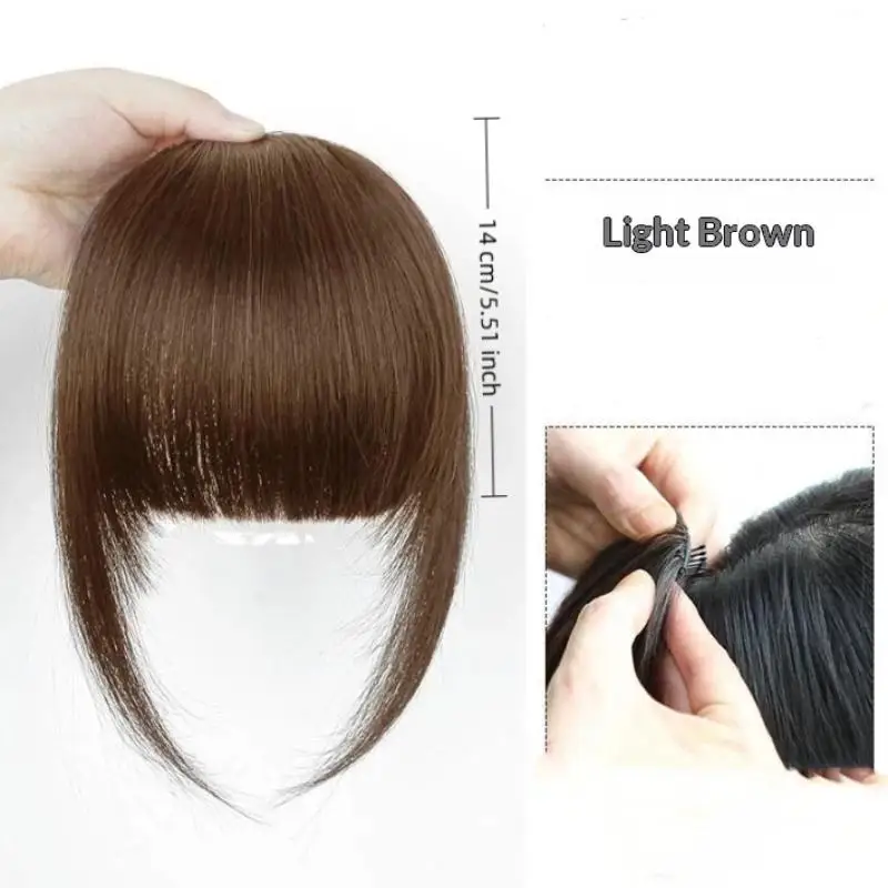 Human Hair Clip In French Bangs 1Pcs Real Remy Hair Fringe With Temple  Free for Women Long Time Wear