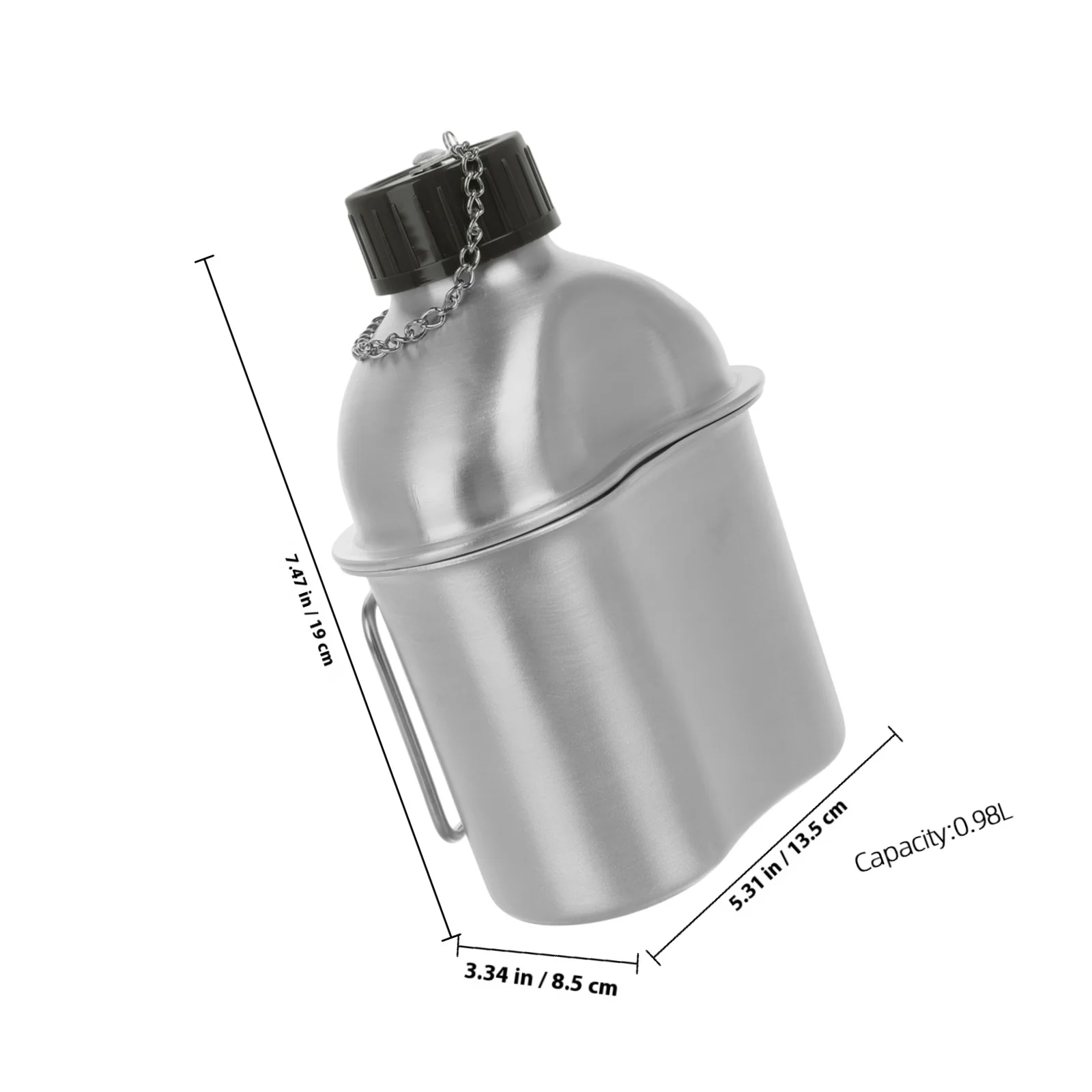 مجموعة إبريق ماء من الألومنيوم سعة 0.98 لتر، مقصف سفر مدمج متين للتخييم والتنزه والتدريب، حاويات مياه رياضية قابلة لإعادة الاستخدام