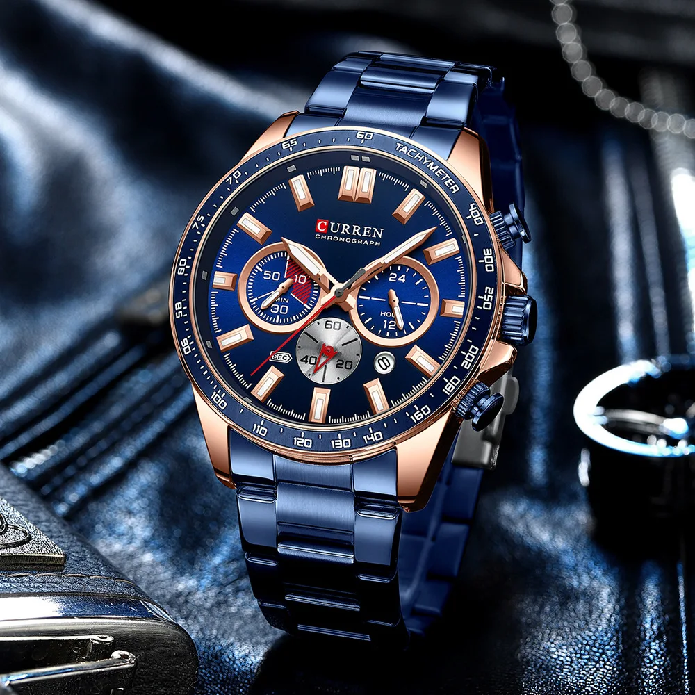 CURREN 8418 Brand Men's Quartz Watches Fashion Calendar Chronograph Waterproof Clock Luminous Casual Men Wristwatch reloj hombre