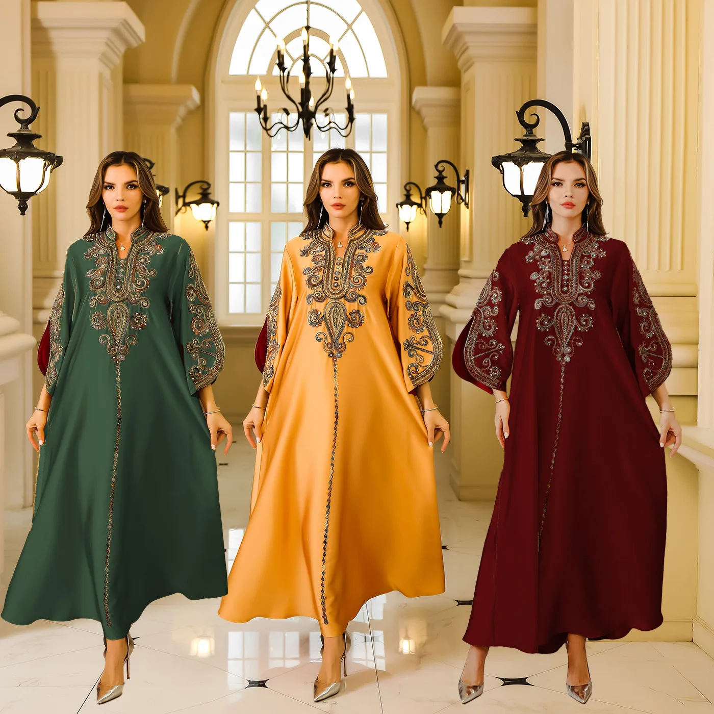 

Ramadan Morocco Middle East Arab Women's Clothing Saudi Arabia Dubai Tourist Robe New Style Rope Embroidered Elegant Dress