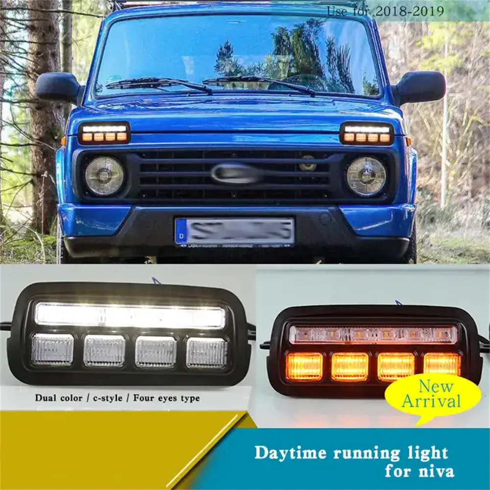 

Led Drl For Lada Niva Led Daytime Light With Yellow Signal Fog Lamp