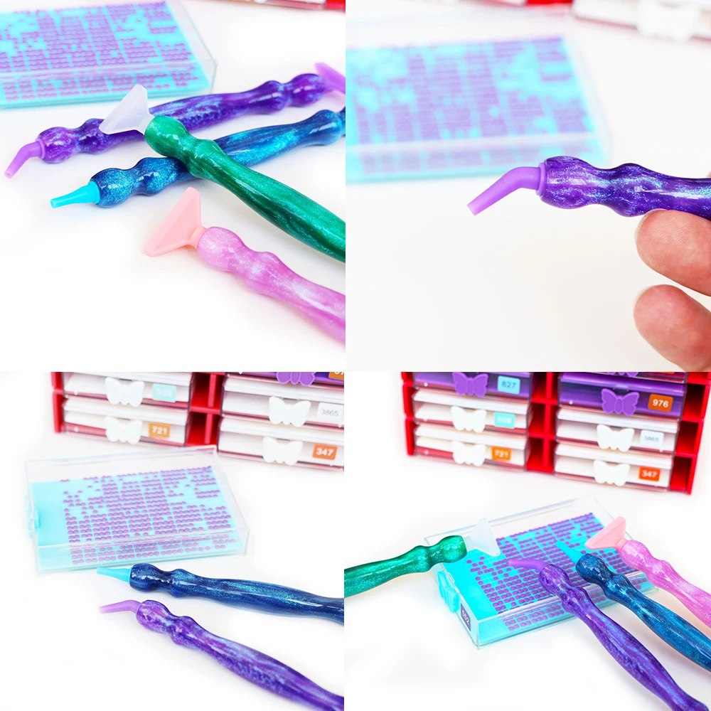 5D Resin Diamond Painting Pen With Metal Replacement Pen Heads Multi Placers Crystal Point Drill Pens for DIY Diamond Nail Art T