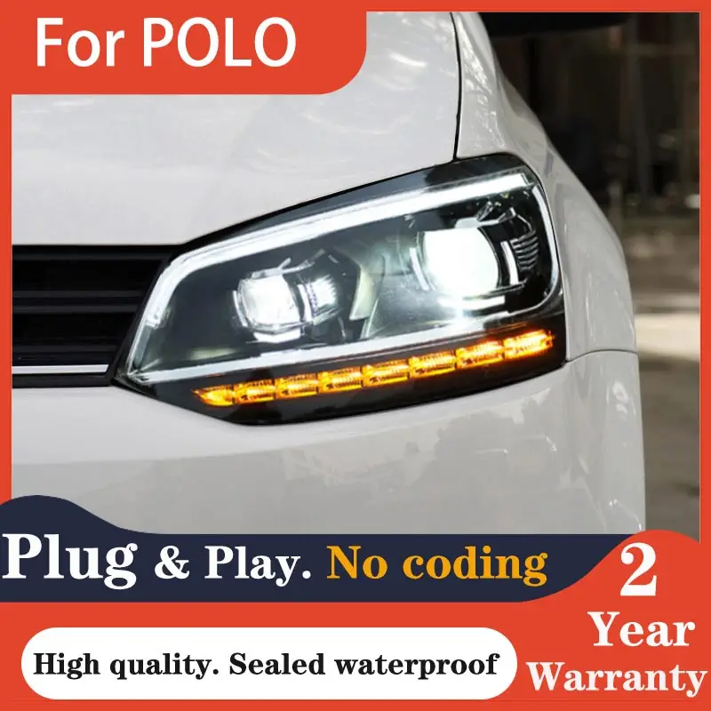 Head Lamp for VW Polo LED Headlight 2011-2018 Headlights POLO DRL Turn Signal High Beam Angel Eye Projector Lens