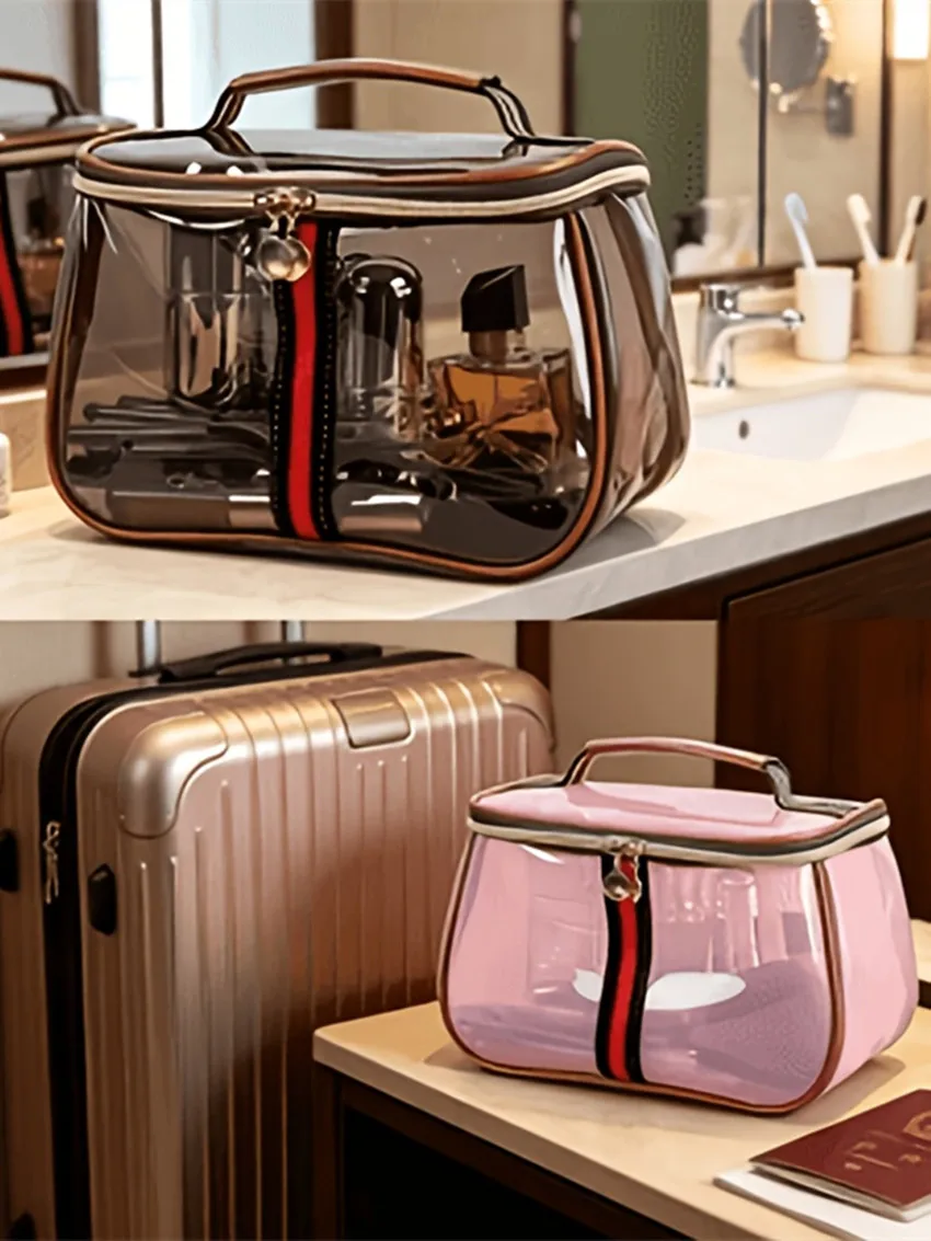 Apple Kosmetiktasche, tragbar und transparent, große Kapazität, ein Muss für die Reiseaufbewahrung, kann in der Hand getragen werden, geeignet zur Aufbewahrung von Toilettenartikeln und kann auch als Geschenk für Familie und Freunde verwendet werden. – Detail 1