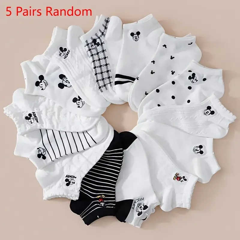 5/10 Pairs of Novel Cartoon Women's Short Socks Sweet and Cute College Style Summer Lightweight and Breathable Casual Boat Socks