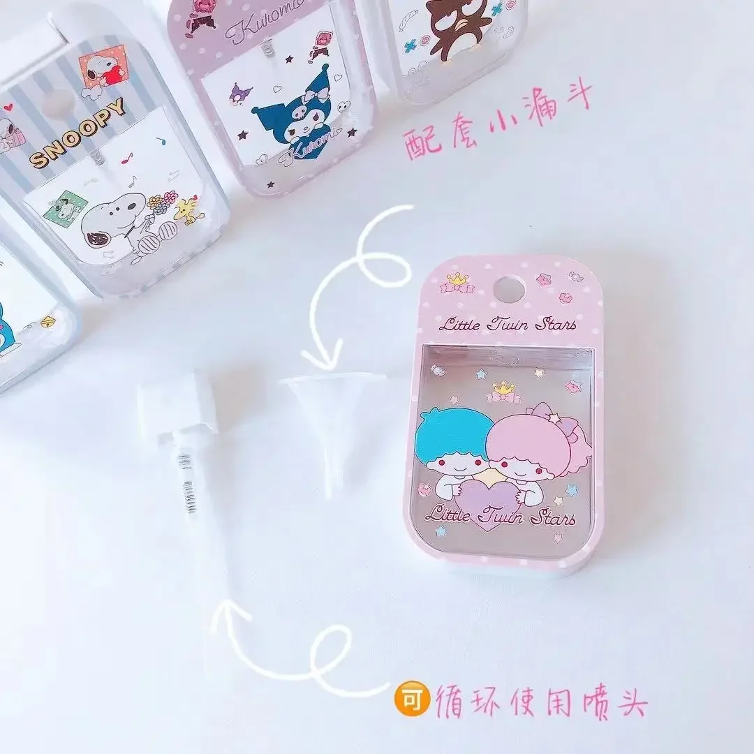 Kawaii Hellokitty butelka z rozpylaczem Kuromis butelka perfum Anime rysunek śliczna melodia Cinnamoroll Purins przenośna butelka prezent dla kobiet