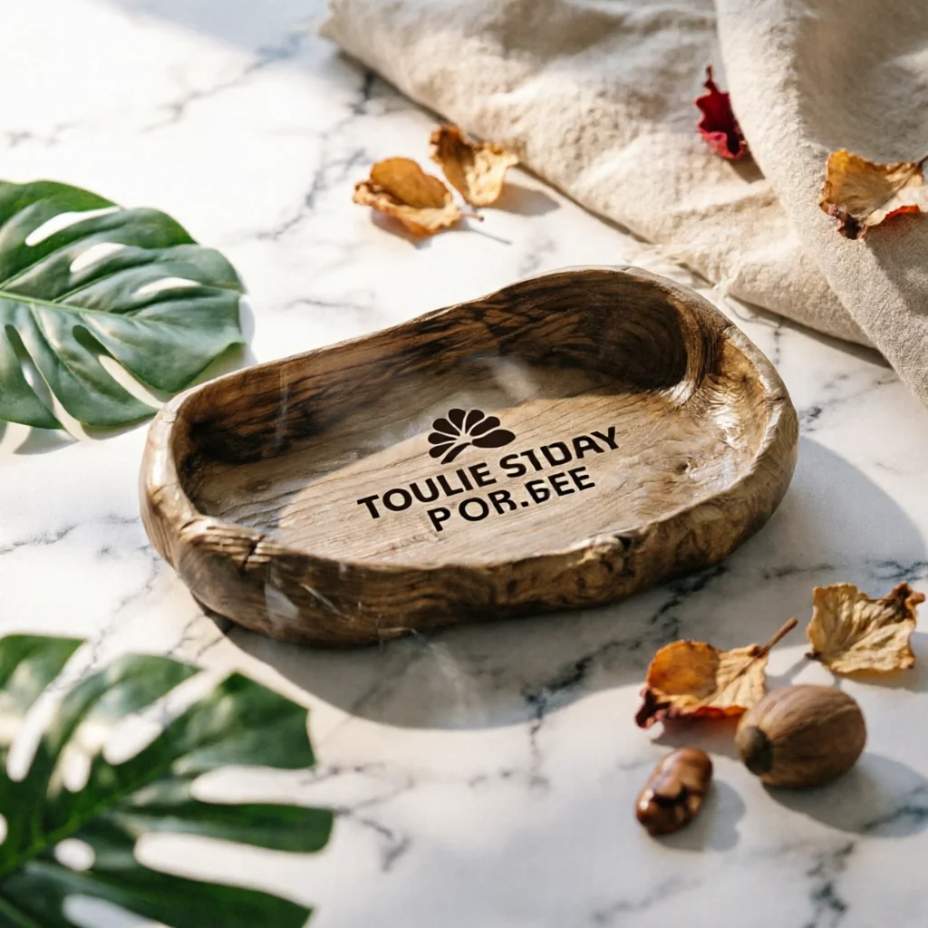 Freeform Wooden Tray Artisanal Wooden Snack Tray Serving Platter Hollowed Home Decor Shallow Rim