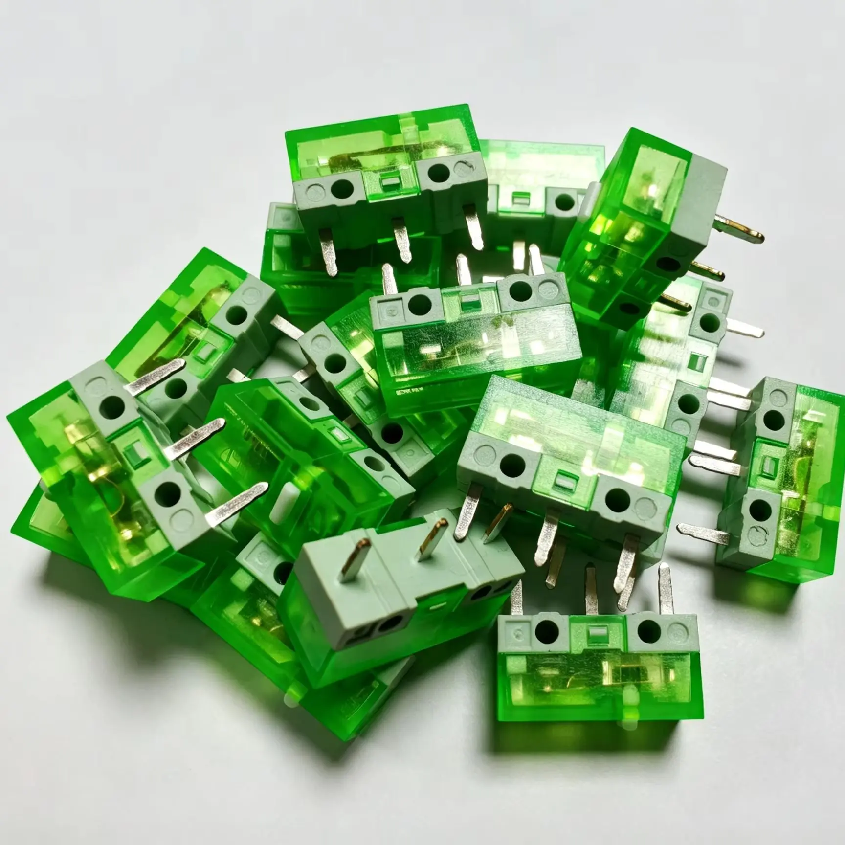 20pc-2 HUANO Lime Green Micro Switch 3-Pin Rectangular Mouse Button Replacement for Logitech Razer Mice, 100 Million Clicks Life