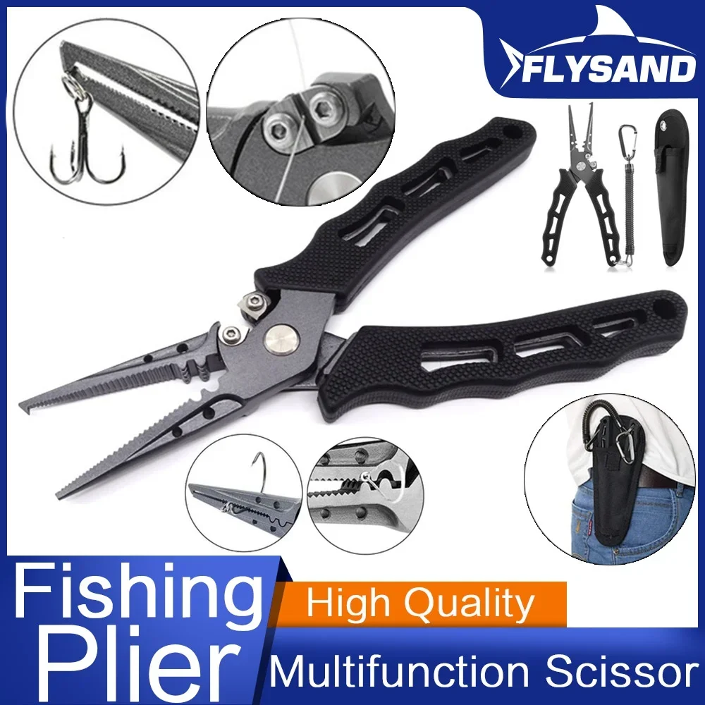 FLYSAND High Quality Fishing Plier 7 Inch Precision Forged Stainless Steel Fishing Plier Clamp Multifunctional Scissors Pliers