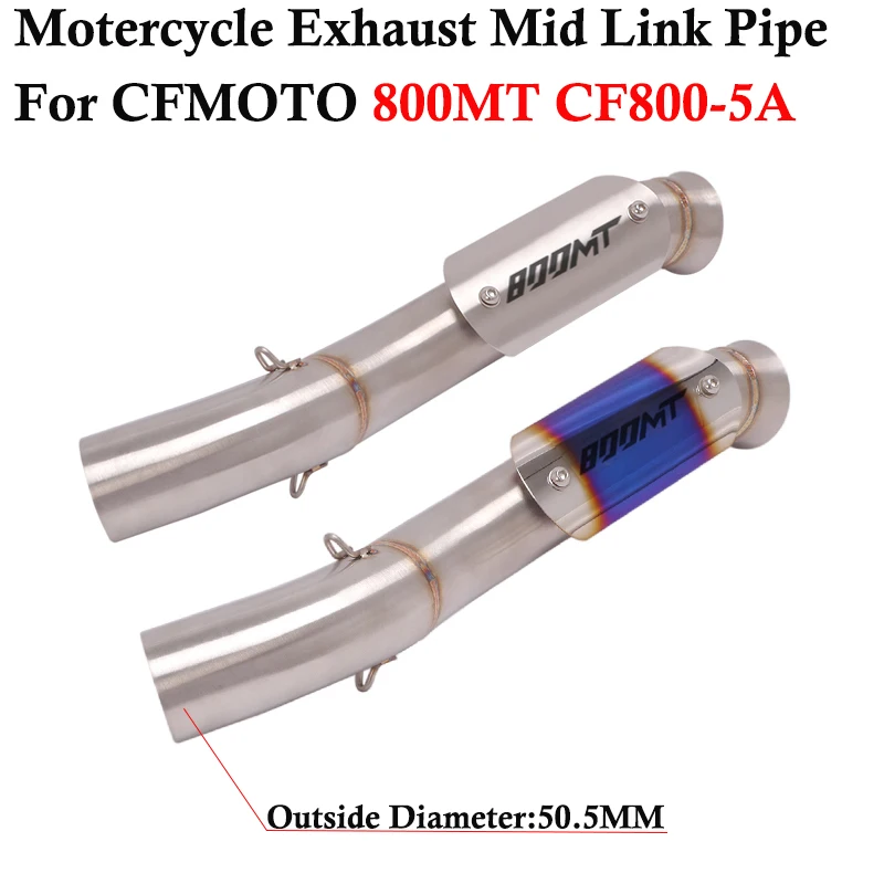

For CFMOTO 800MT CF 800-5A MT800 2021 2022 2023 Motorcycle Exhaust Escape Systems Link Pipe With Cover Connection 51mm Muffler