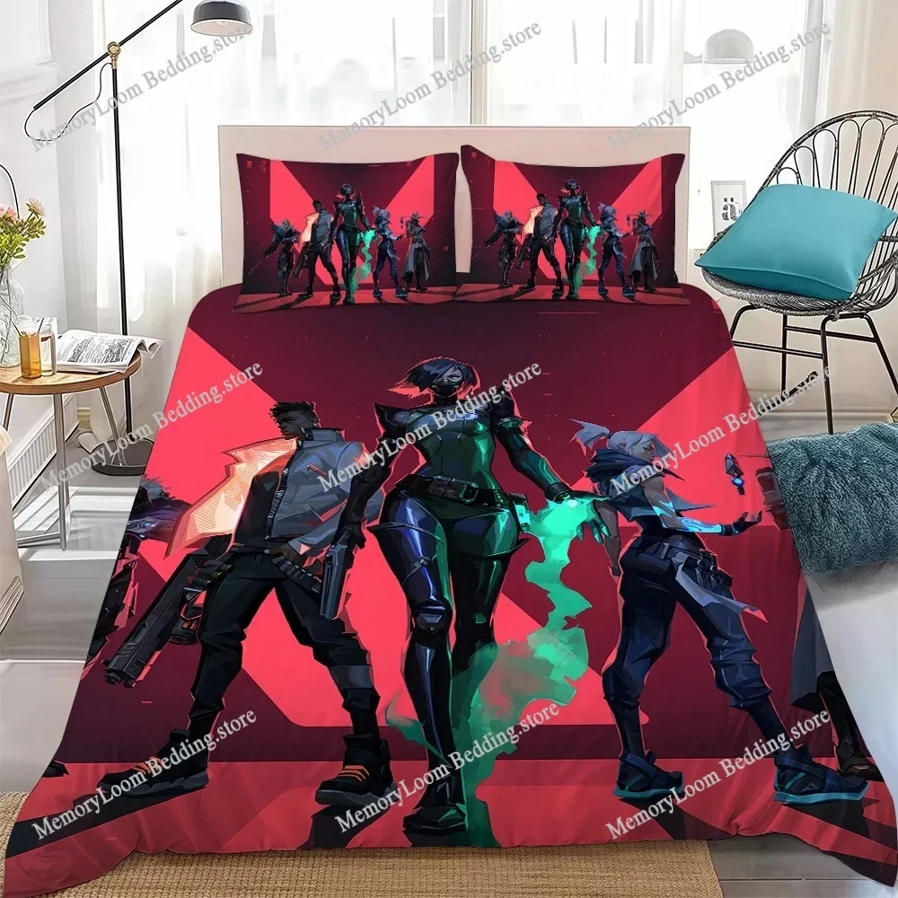 Game Duvet Cover Set Home Style Bedding Soft Laundry Cotton Bed V-Valorant-Cool Four Seasons Student Dormitory Home Textile963 3