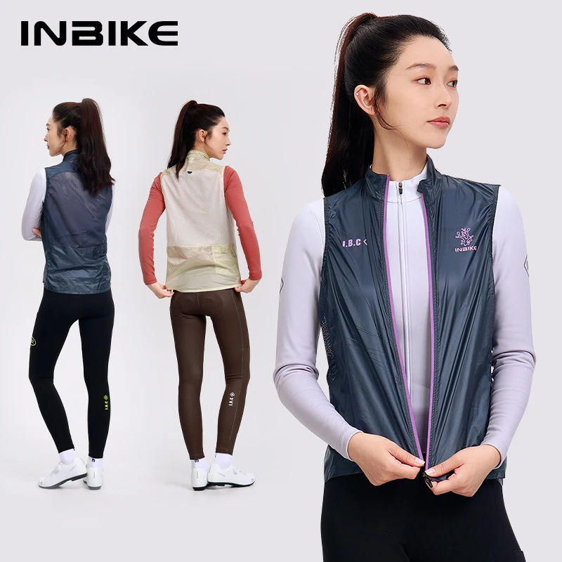 

INBIKE Сверхлегкий портативный женский велосипедный жилет без рукавов, водостойкая портативная дышащая велосипедная куртка для езды на шоссейном велосипеде