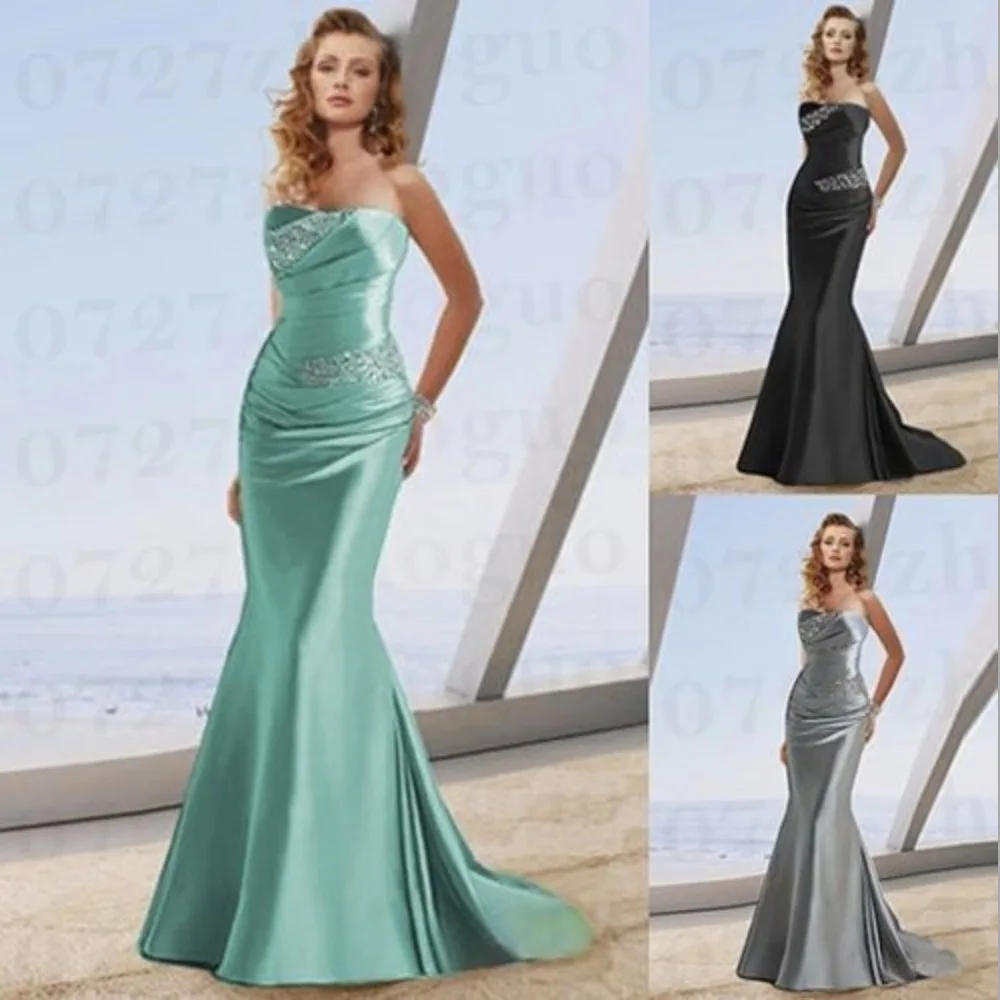 Annual Meeting Evening Dress Slim Fitting Sexy Fishtail Diamond Inlaid Long Toasting Dress Wedding Dress Shiny Dress