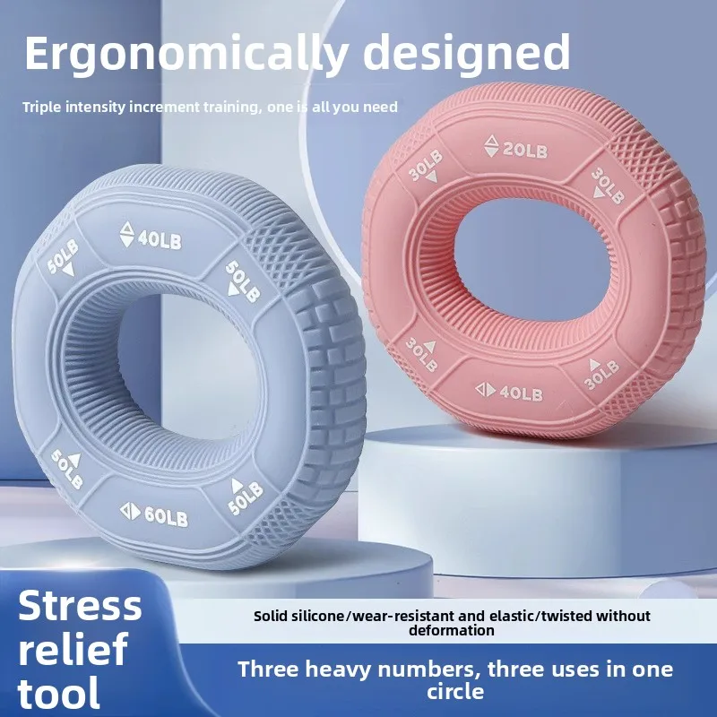 

Silicone Adjustable 20-90LB Hand Grip Arm Strength Exercise Gripping Ring Fitness Gym Finger Forearm Trainer Carpal Expander