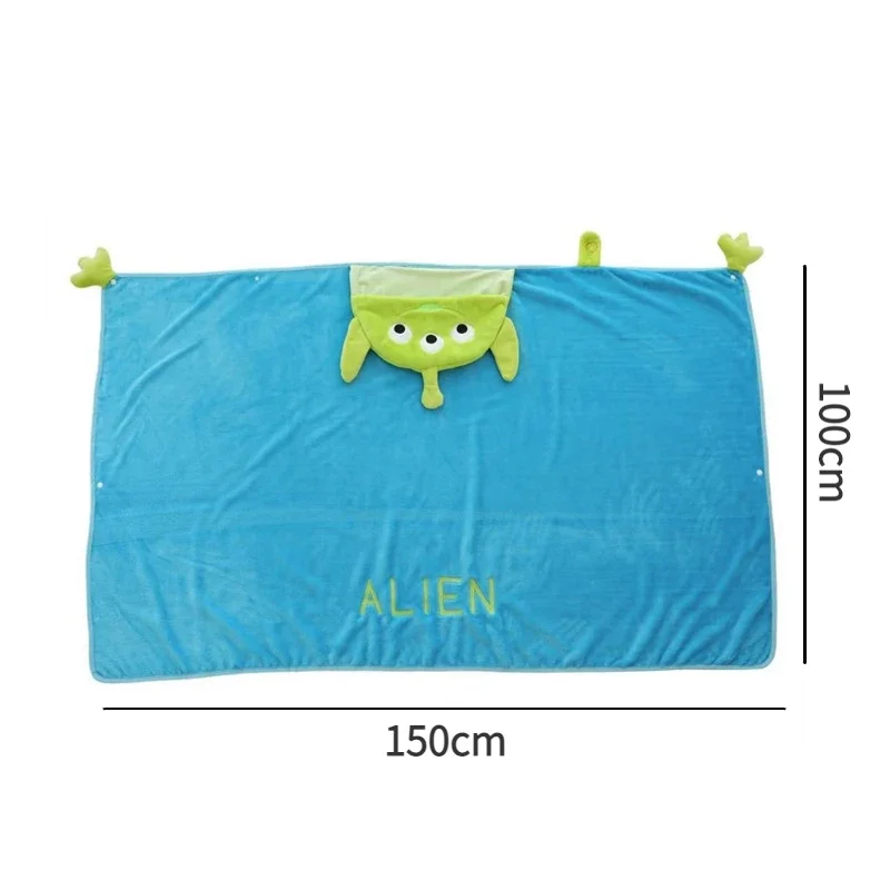 Disney Squeeze Toy Aliens Coral Fleece Fabric Blanket Hooded Cute Cartoon Cosplay Cloak Cape Warm Soft Fur Throw Blanket Sofa