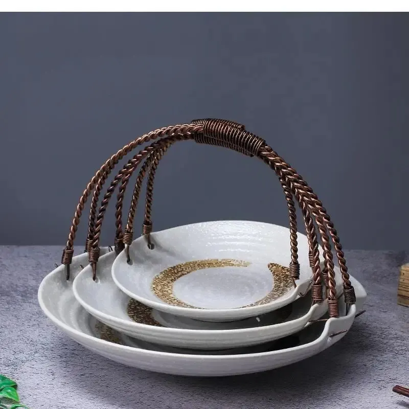 

10.5 Inch Portable Flat Plate Tableware Household Fruit Round Solid Color Tray Kitchen Supplies Plates and Bowls