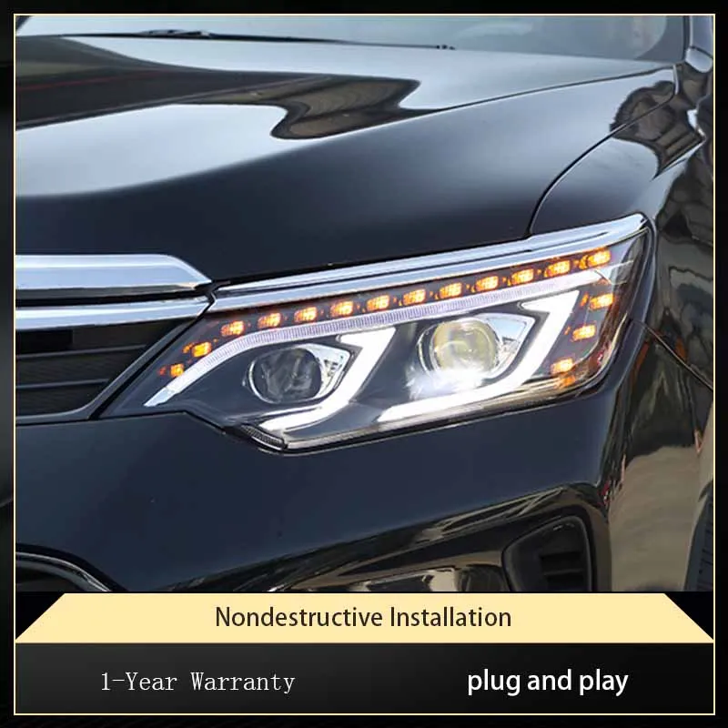 

Автомобильные фары для Toyota Camry 2015, 2016, 2017 детской фары в сборе, обновленные бифокальные 2 линзы DRL, аксессуары для передних сигнальных фар