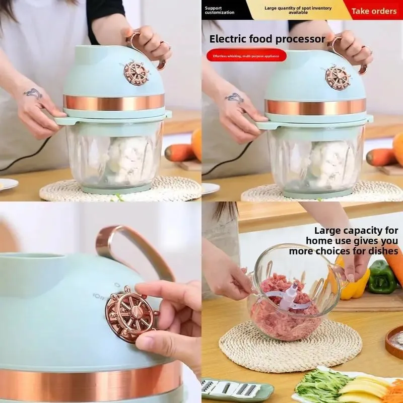 Large Capacity Electric Food Processor 8 Piece Set Multifunctional Meat Grinder with Adjustable Speed Kitchen Tool