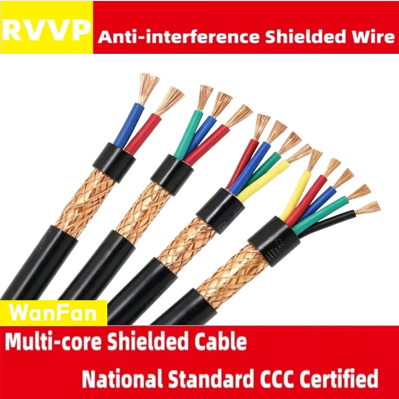 Image of Abgeschirmtes Kabel 18AWG 2/3/4/5/8 Adern 26/24AWG 22AWG/20AWG 10-24 Adern Abgeschirmter Draht Reines Kupfer RVVP Steuerkabel Signalkabel