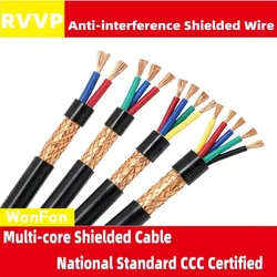 Shielded Cable 18AWG 2/3/4/5/8 Core 26/24AWG 22AWG/20AWG 10-24 Core Shielded Wire Pure Copper RVVP Control Wire Signal Wire