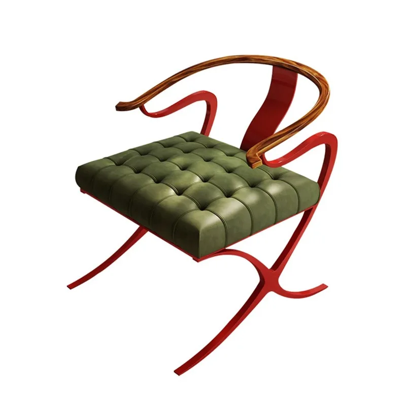 Medieval leisure chair, modern minimalist matte leather single retro chair, chair