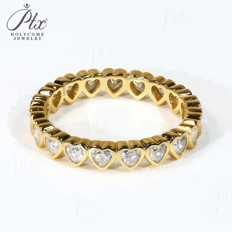 18K Ring Customize Moissanite Diamond D Color VVS1 Clarity Heart Shape 10K 14K S925 Wedding Band ​jewelry for Woman Premium Gift