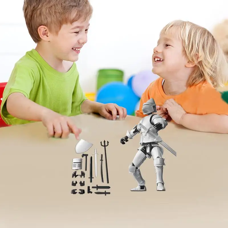 3D Printed Knight Multi-Jointed Movable Robot 3D Printed Mannequin Toys 3D Printed Character Toys Jointed Movable Robot Action