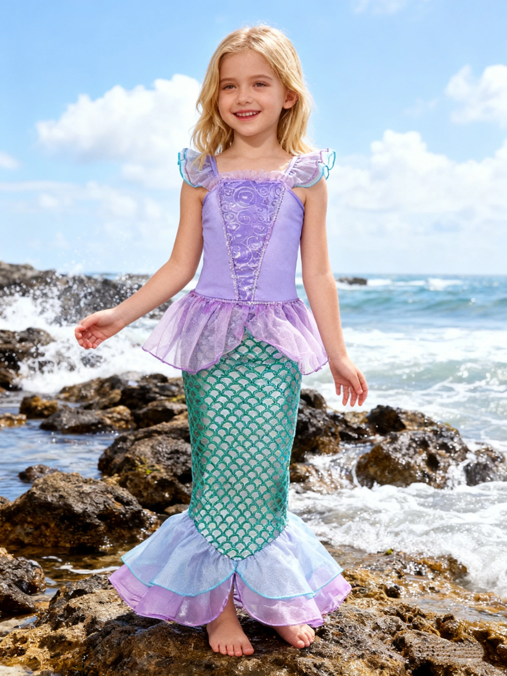 حورية البحر فستان حفلة عيد ميلاد الصيف فتاة حورية البحر زي كرنفال أنيمي تأثيري ملابس 2-10 سنوات الاطفال الخيال فستان حفلات التنكر #1