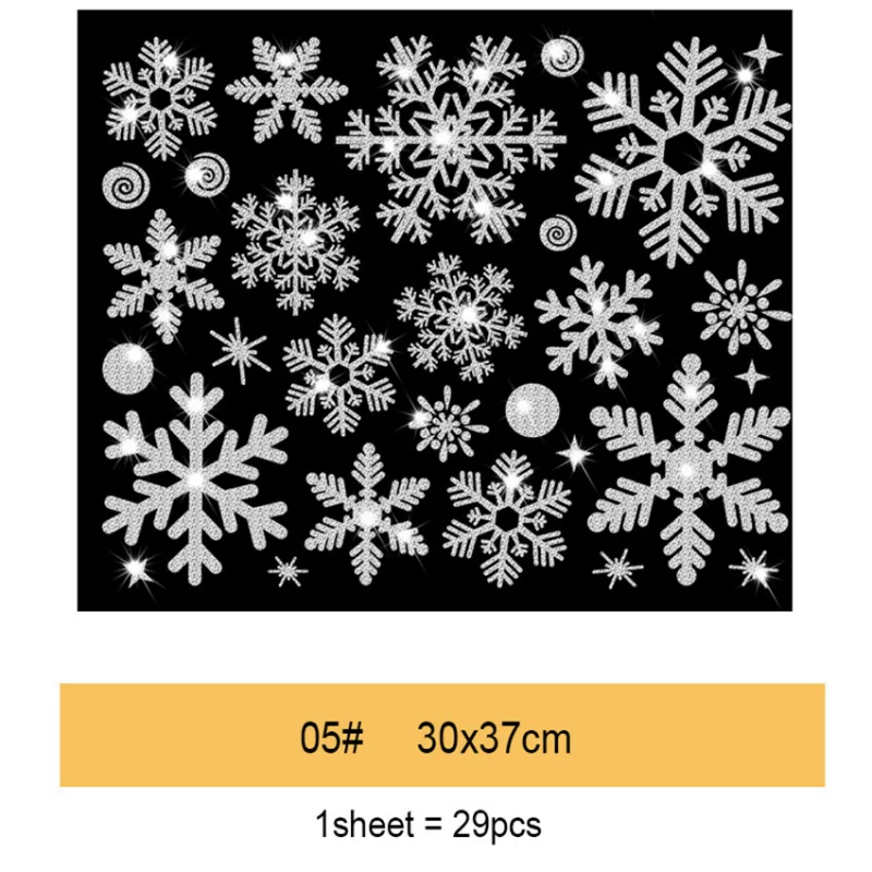 Christmas Wall Stickers Window Stickers Glitter Effect Snowflake Window Sticker Glass Electrostatic New Year Wallpaper