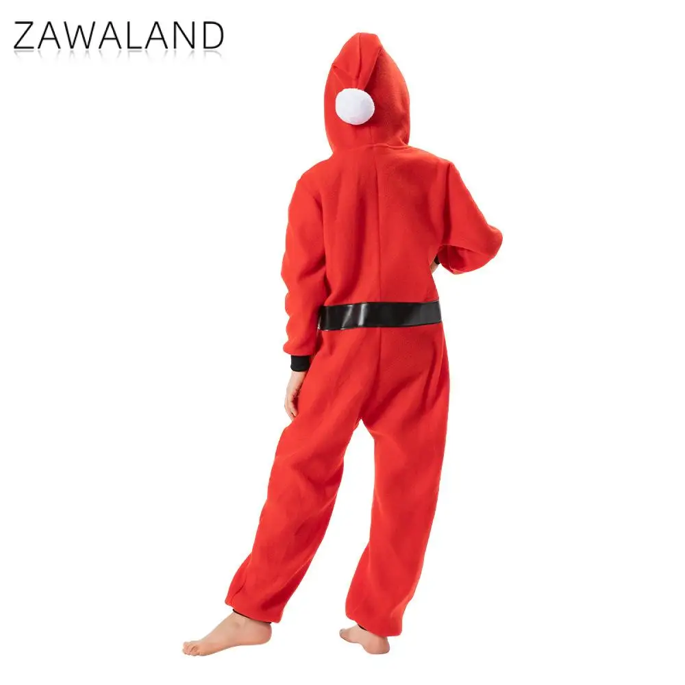 Zawaland Kind Santa Claus Kerst Pyjama Vakantie Kostuum Jongens Meisjes Capuchon Jumpsuit Kind Rode Pyjama Festivalkleding