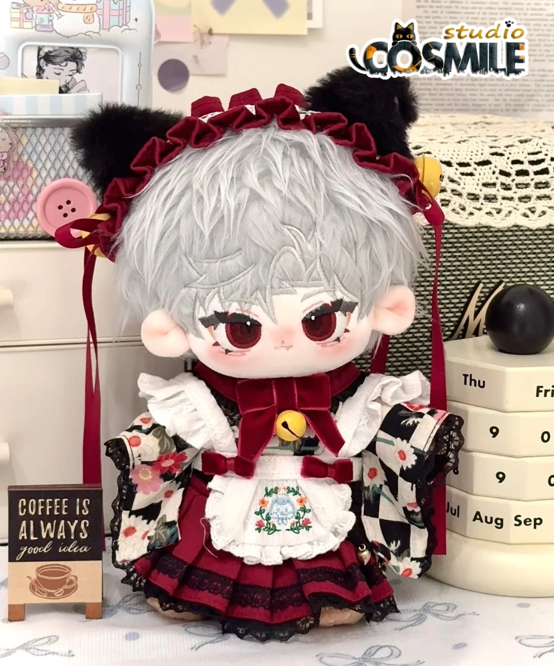 

Древний костюм Розовый Красный Кимоно юката Кошка Неко Горничная Кафе CP Костюм Мягкая плюшевая игрушка 20 см Аксессуары для кукол Одежда для кукол