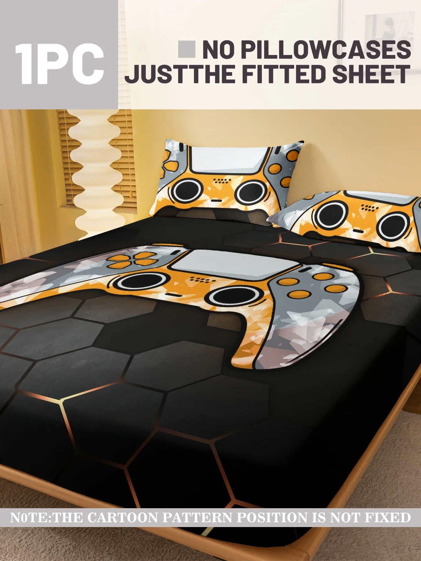 1 Simple modern Game Handle digital printed frosted Fitted Sheet,bedroom printed bed cover,bedding(No pillowcase)