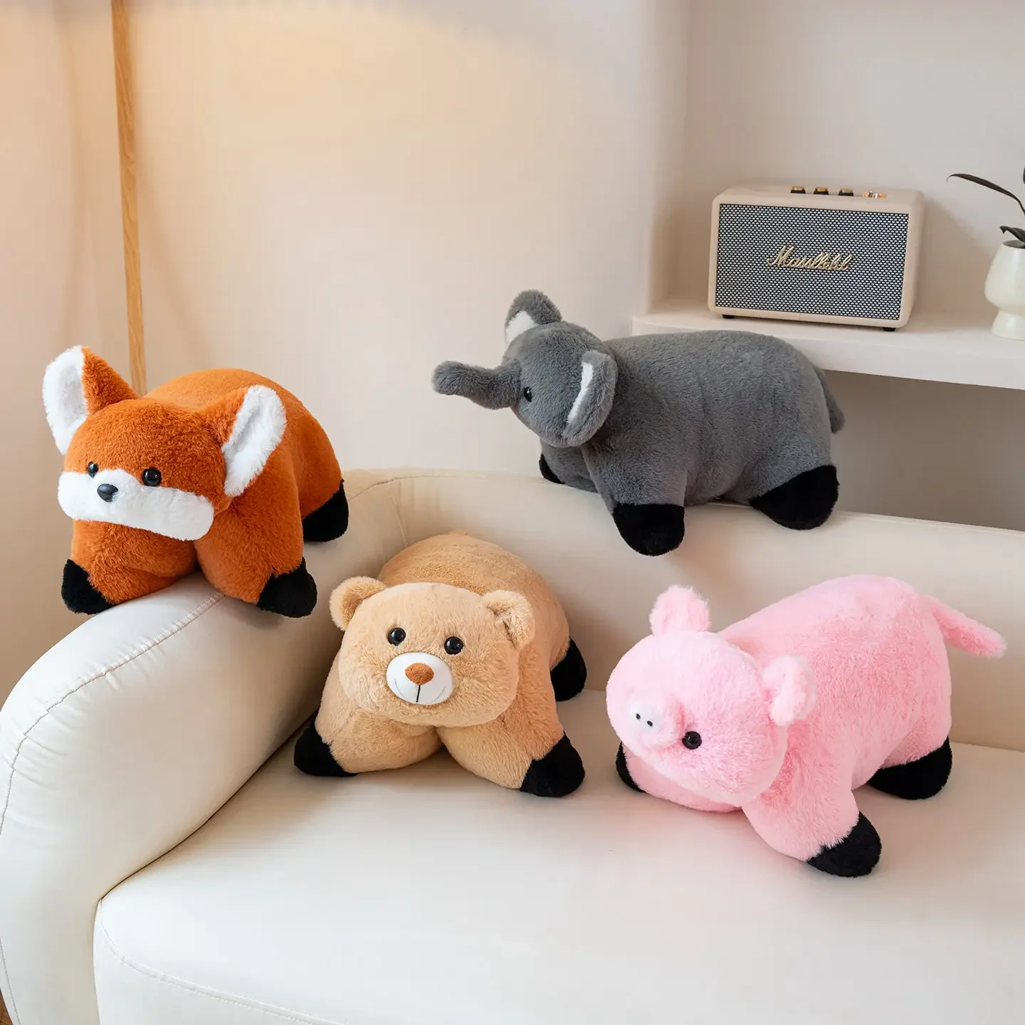 

Creative Multifunctional Animal Plush Toys Cute Elephant Fox Cow Bear Throw Pillow&Doll Soft Cozy Cushion Lovely Home Decor