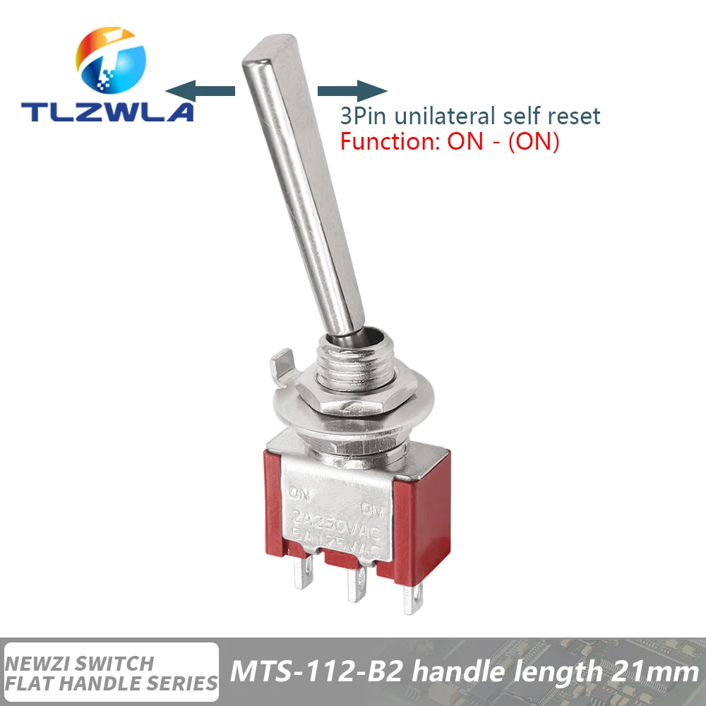 6mm Flat Handle Toggle Switch 3/6Pins ON-OFF-ON