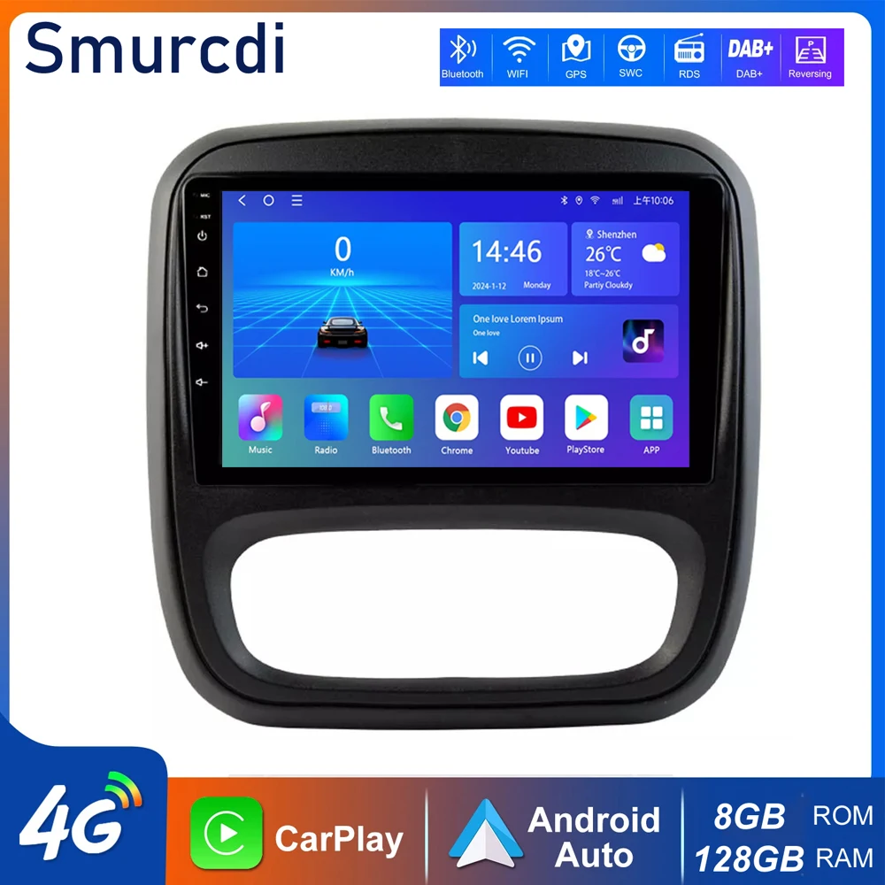 

Android 15 Carplay Auto Car Stereo Radio For Renault Trafic 3 2014-2021 For Opel Vivaro B 2014-2018 Multimedia Player Navigation