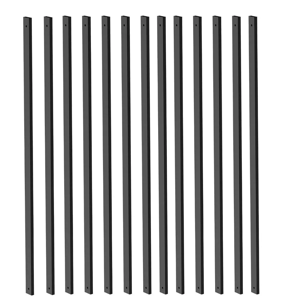 100-Piece Deck Baluster Set with End Caps and Screws - 26-Inch Rectangle Hollow Metal Railing Spindles for Decks