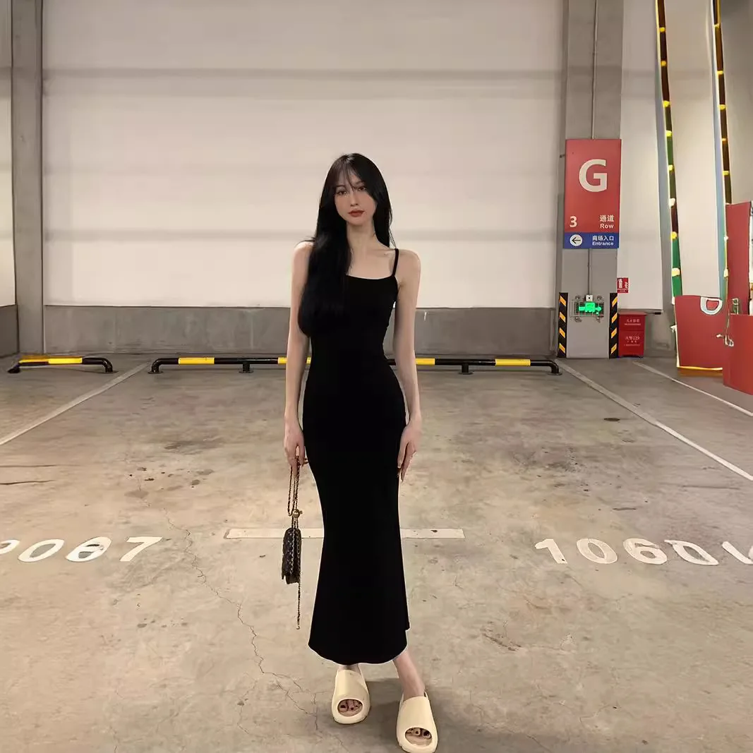 2024年夏 スイート＆スパイシーガール ノースリーブ ウエスト＆ベアバック ピュアディザイア テンペラメント フィッシュテール バッグヒップストラップドレス