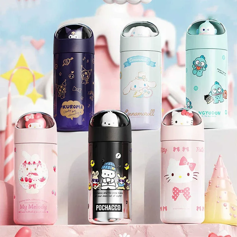 

Sanrio Kawaii Hello Kitty Water Cup My Melody Kuromi Anime Cartoon Fashion Exquisite 316 Stainless Steel Thermos Cup with Brush