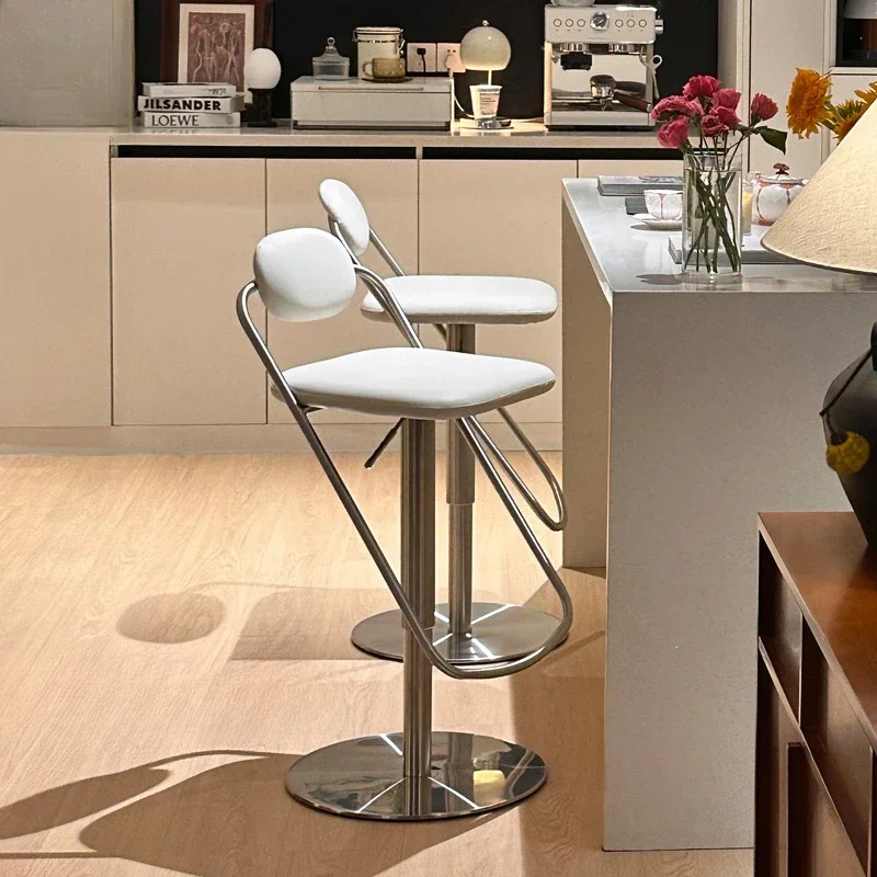 

Modern Minimalist Bar Stools Balcony Hairdressing Ergonomic Bar Stools White Aesthetic Comfortable Metal Sillas Furniture