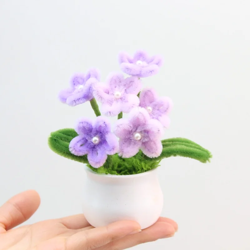 

PIPE Purple Daisy flower Bonsai Handmade Artificial Flower Christmas‘ Day Gifts for Guests Handmade Potted Persimmon Flower Desk