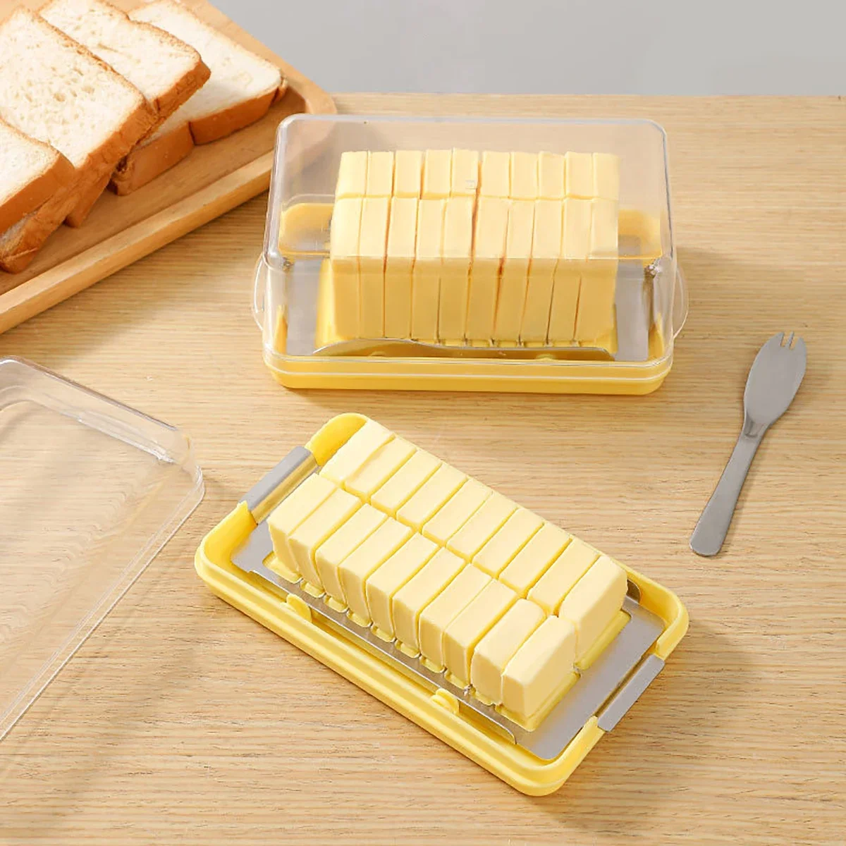 New Cheese Butter Cutting Storage Container Butter Cheese Fresh-Keeping Box with Lid Frozen Butter Refrigerator Crisper Box