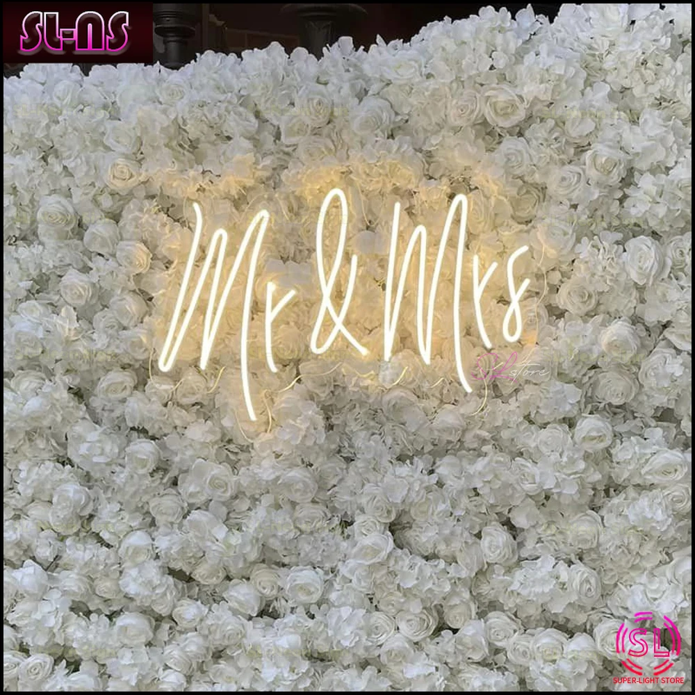 Big Neon Mr Mrs Sign 75x48CM flessibile LED Signage Custom LED Light Sign Mr e Mrs Neon Light per la decorazione della parete di nozze