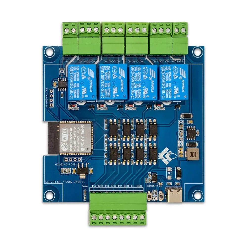 DC9-24V ESP32 Modbus RTU Four Channel Relay Module RS485 Development Board MODBUS Protocol Optocoupler Isolation Relay Board